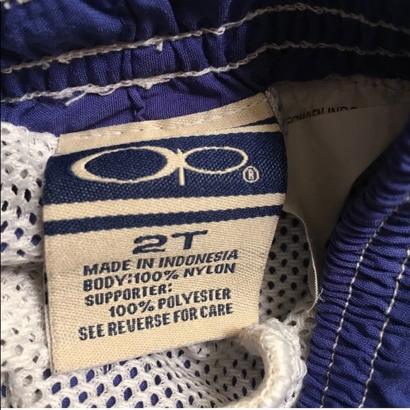 Ocean Pacific OP Toddler Boy Navy & Yellow Swim Trunks, Size 2T - Picture 4 of 5